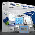 GENERAY Exhibition Booth Modern Blue White Design With Reception Counter And Display Area