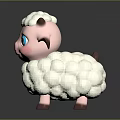Cute Cartoon Sheep Toy With White Fluffy Wool Pink Body And Big Blue Eyes