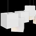 Modern Geometric White Cube Chandelier With Multiple Hanging Design Elements 3d model