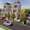 Elegant Two Story Semi Detached Villa With White Exterior And Landscaped Garden