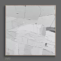 White Abstract Textured Painting With Layered Brush Strokes And Modern Art Style