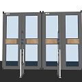 Commercial Double Glass Entrance Doors With Metal Frame And Wooden Panels