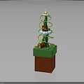 Lego Christmas Tree Decoration Featuring Spiral Green Design Red Base Star Top And Small House