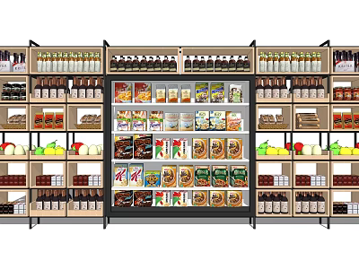 Supermarket Display Shelves with Multi Tiered Design Organized Various Products Glass Door Refrigerated Section 3d model