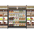 Supermarket Display Shelves with Multi Tiered Design Organized Various Products Glass Door Refrigerated Section