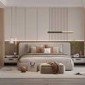 Modern Bedroom Interior Design With Soft Headboard Decorative Pillows Nightstands And Cozy Carpet