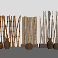 Log Bamboo Homestay Partition 3d model