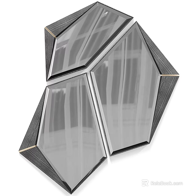 Modern Geometric Mirror With Unique Polygon Shape And Metal Frame For Wall Decor 3d model