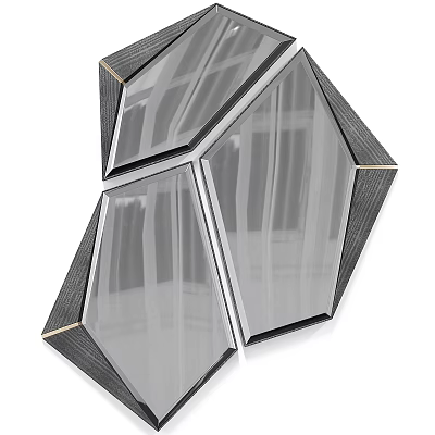 Modern Geometric Mirror With Unique Polygon Shape And Metal Frame For Wall Decor 3d model