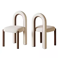 Elegant Modern Single Chair With Arched Backrest Beige Seat And Brown Legs