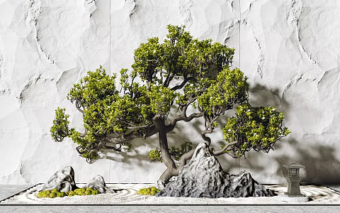 New Chinese style landscape sketch courtyard landscape 3d model