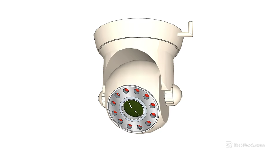 High Resolution White Dome Projection Surveillance Camera With Infrared Night Vision LEDs 3d model 