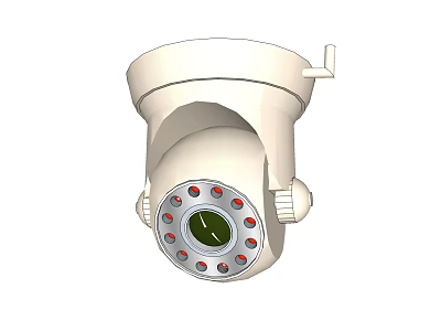 High Resolution White Dome Projection Surveillance Camera With Infrared Night Vision LEDs 3d model