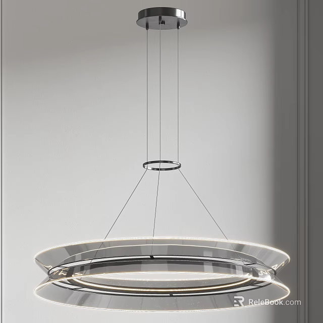 Modern Ring Design Pendant Light With Transparent Shade For White Wall Lighting 3d model