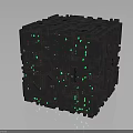 Intricate Mechanical Cube Structure With Green Glowing Lights And Geometric Patterns 3d model