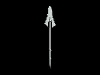 Silver Decorative Spear with Ornate Spearhead and Polished Metal Shaft on Black Background 3d model
