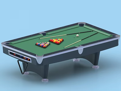 Professional Billiard Table Sports Equipment With Green Felt Surface Balls And Cues 3d model