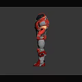 Red Armored Mech Warrior 3D Model With Glowing Core And Metallic Armor Design 3d model