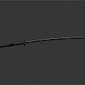 Traditional Japanese Samurai Sword With Black Red Sheath And Polished Steel Blade