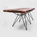 Rustic Wooden Dining Table With Natural Grain And Black Metal Hairpin Legs