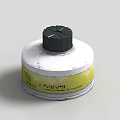 Industrial Equipment Cylindrical Container With White Body Black Knob And Yellow Label