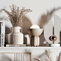 Modern Minimalist Decorative Ornament Set With Stone Ceramic Dried Flowers And Geometric Wall Home Decor