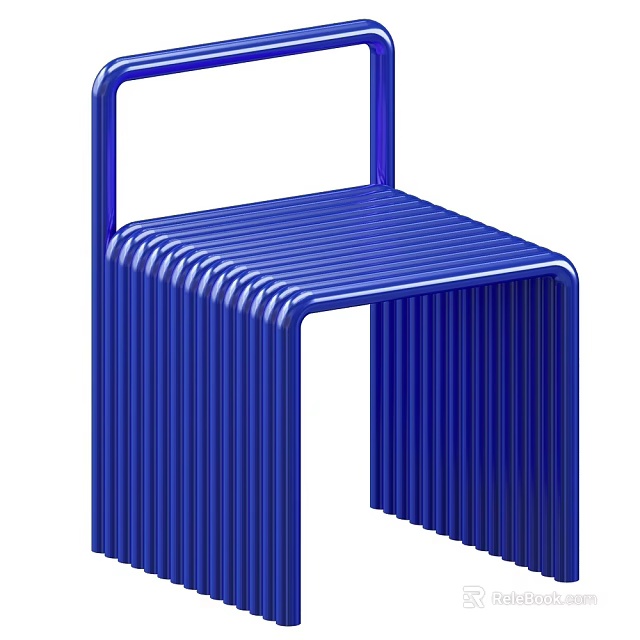 Modern Blue Leisure Chair With Striped Design And Sleek Tubular Frame 3d model 