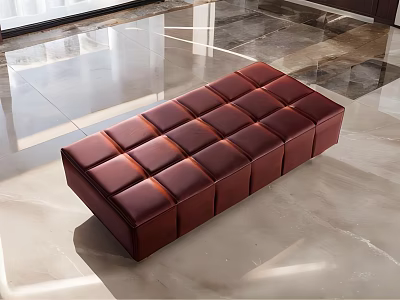 Red Leather Single Sofa With Square Tufted Design For Modern Living Room 3d model