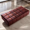 Red Leather Single Sofa With Square Tufted Design For Modern Living Room 3d model