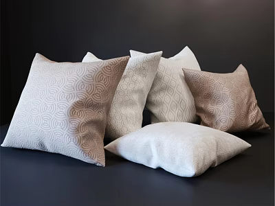 Collection of Neutral Tones Throw Pillows with Geometric Patterns and Textured Designs for Home Decor 3d model