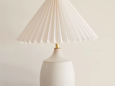 Elegant Modern Table Lamp With White Pleated Lampshade And Ceramic Base 3d model