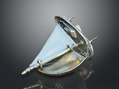 Modern Silver Metal Furniture Part With Structural Design And Smooth Finish 3d model