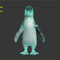 Standing Blue And White Reptile With Pink Feet And Detailed Body Texture