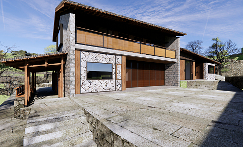 New Chinese Homestay Building 3d model