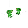 Cute Green Frogs With Big Eyes In Cartoon Style On White Background