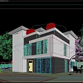 Modern Detached Villa Exterior with Large Windows White Black Facade Trees and Outdoor Yard
