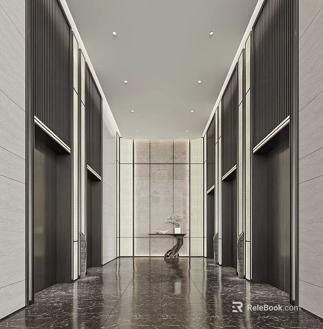 Modern Elevator Lobby Interior With Sleek Walls And Elegant Decor 3d model