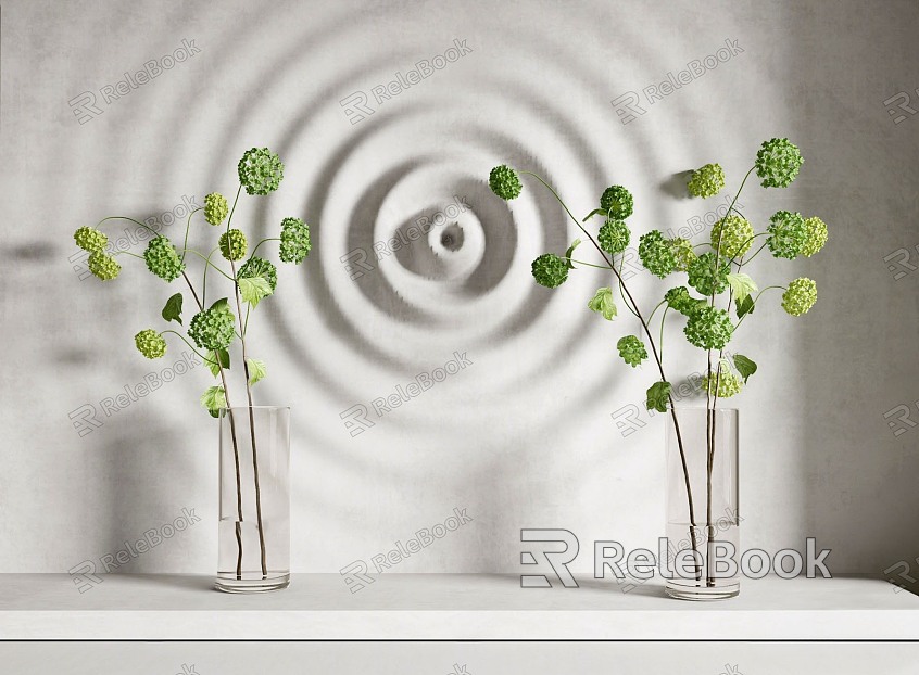 modern vase floral aquatic plants green plants model