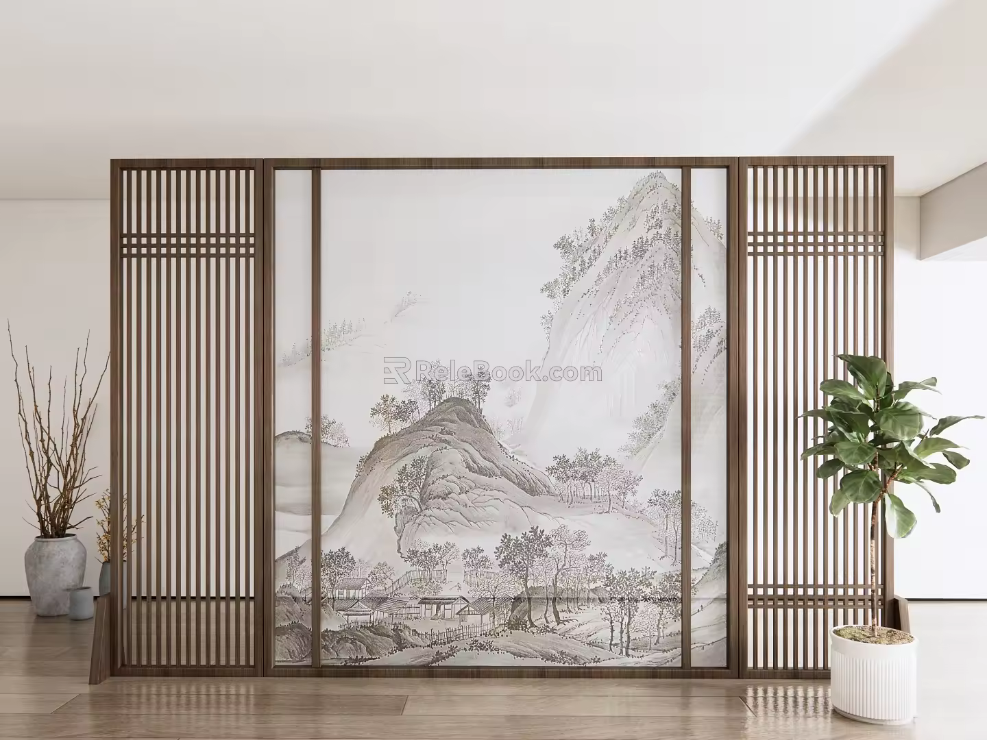 New Chinese Style Screen Partition 3d model
