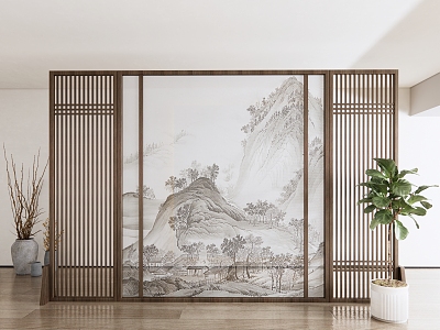 New Chinese Style Screen Partition 3d model