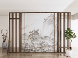 New Chinese Style Screen Partition 3d model