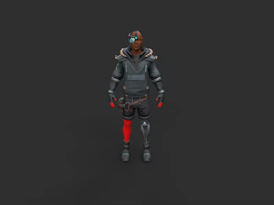 A Man In Futuristic Armor With Red Accents Helmet And Goggles 3d model