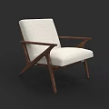Modern Office Chair With Wooden Armrests And White Fabric Cushion Design