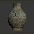 Ancient Bronze Sculpture Vase With Intricate Carved Patterns And Ring Handles
