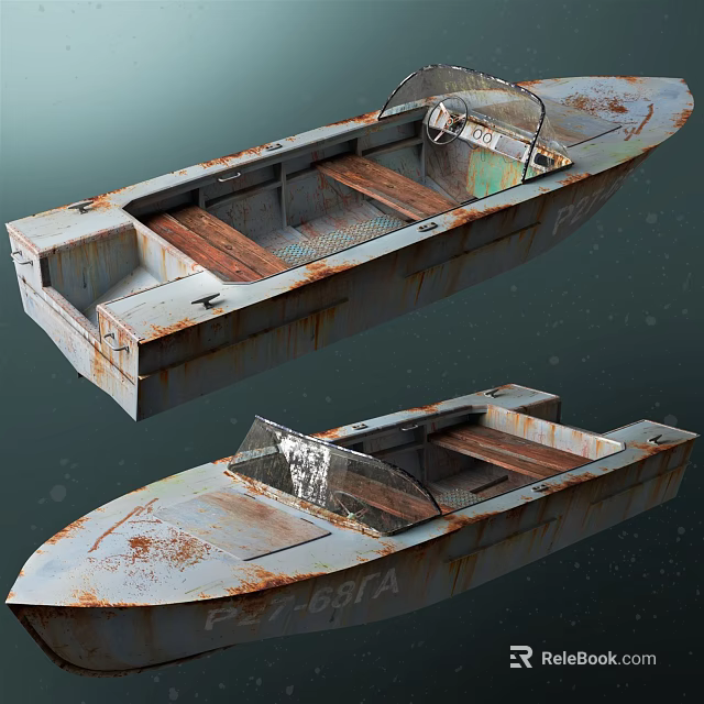 Rusty Old Yacht With Weathered Exterior Details 3d model 