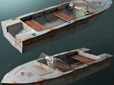 Rusty Old Yacht With Weathered Exterior Details 3d model