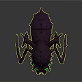 Game Movie Character Purple Monster With Green Glowing Eyes Sharp Fangs And Long Legs