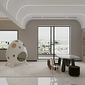 Kids Play Area With Egg Shaped Structure Large Windows Table And Chairs 3d model