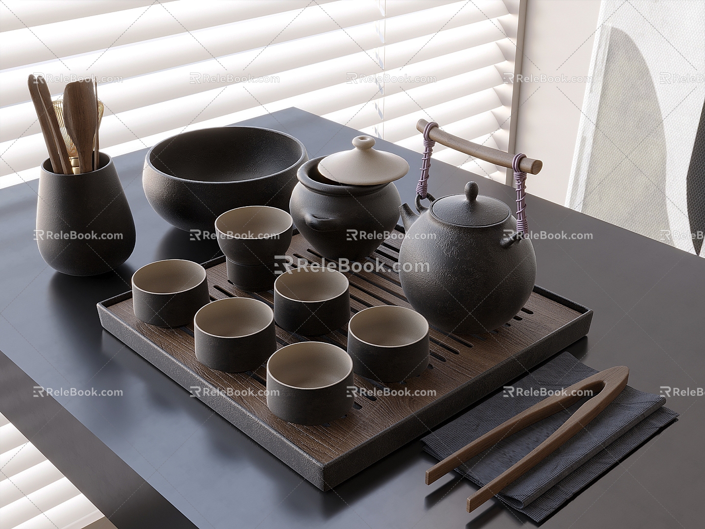 Tea Set Combination Teapot Tea Cup Tray 3d model