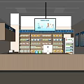 Modern Pharmacy Interior With Counter Medicine Shelves Display Screen And Medicines